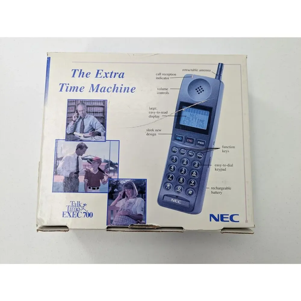 Vintage NEC Talk Time Exec 700 w Charger, Box, & Manual - Turns On / Untested